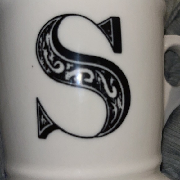 Anthropologie Monogram "S” Alphabet Mug Shaving Style Cup White Black Letter - Picture 5 of 8